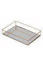 Ver imagem 1 de Bandeja Metal com Espelho Decorativa Lavabo Banheiro Dourado pequena