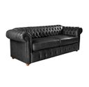 Ver imagem 2 de Dois Sofás Chesterfield Luiz XV 2,30 c. Ecológico Preto sala de estar/recepção/ barbearia