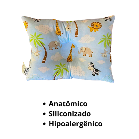 Travesseiro Anatômico Bebê para Berço e Carrinho Safari 27x37cm