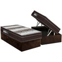 Ver imagem 1 de Cama Box Baú Solteiro: Colchão Ortopédico Ortobom Wood Light + Base Crc Suede Brown(88x188)