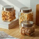 Ver imagem 3 de Kit 4 Potes Porta Mantimentos de Vidro 1,7l Tampa Metal Rose Gold Lyor Gastro