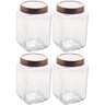 Kit 4 Potes Porta Mantimentos de Vidro 1,7l Tampa Metal Rose Gold Lyor Gastro - 1