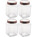 Ver imagem 1 de Kit 4 Potes Porta Mantimentos de Vidro 1,7l Tampa Metal Rose Gold Lyor Gastro