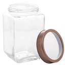 Ver imagem 4 de Kit 4 Potes Porta Mantimentos de Vidro 1,7l Tampa Metal Rose Gold Lyor Gastro