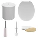Ver imagem 1 de Assento Sanitário Almofadado Oval Branco + Lixeira Branca 6l Redonda C/ Tampa + Escova Sanitária Bas