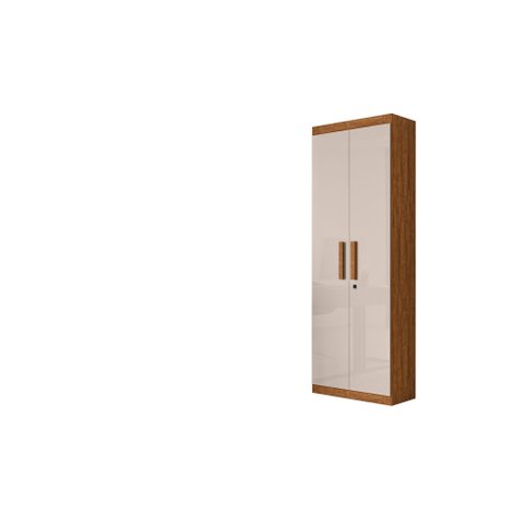 Multiuso Sapateira Organizador Lukaliam com Prateleiras Removíveis e Porta com Chave:amendoa/off Whi