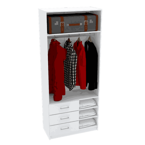 MÓDULO CLOSET CABIDEIRO + 3 GAVETAS E NICHOS M357.B MUNDI MOVEIS