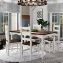 Ver imagem 2 de Conjunto de Mesa e 4 Cadeiras Torneadas de Madeira Maciça Branco Envelhecido