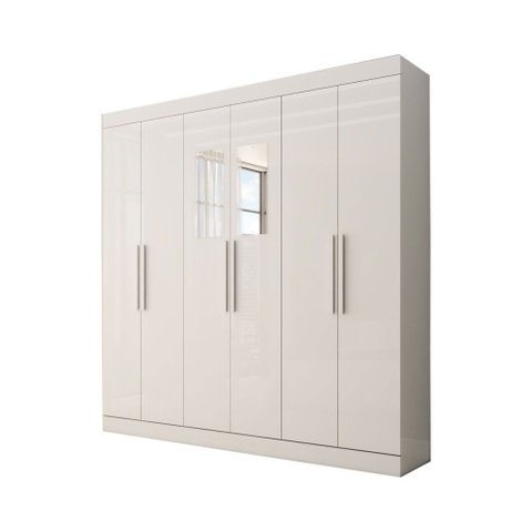 Guarda-roupa Casal Splendore 6 Portas 2 Gavetas com Espelho 100% Mdf Branco - Panorama Móveis