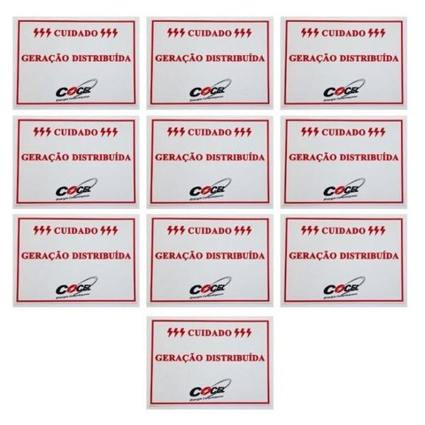 Placa Cuidado  Geração Distribuída Cocel Tam 25x18 PVC/Ps - 10Un