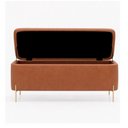 Ver imagem 4 de Puff Baú Bella 90cm Pés Alumínio Dourado Courino Caramelo - Sallar Home