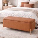 Ver imagem 2 de Puff Baú Bella 90cm Pés Alumínio Dourado Courino Caramelo - Sallar Home
