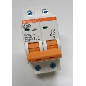 Disjuntor Dc/Cc 10A 1000V Bipolar para Painéis Solar / Baterias