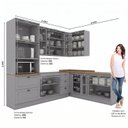 Ver imagem 3 de Cozinha Completa Modulada 7 Peças com Balcão e Tampo para Cooktop Emily Branco/HP Yescasa