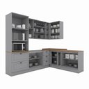 Ver imagem 2 de Cozinha Completa Modulada 7 Peças com Balcão e Tampo para Cooktop Emily Branco/HP Yescasa