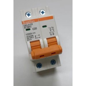 Disjuntor Dc/Cc 20A 1000V Bipolar para Painéis Solar / Baterias