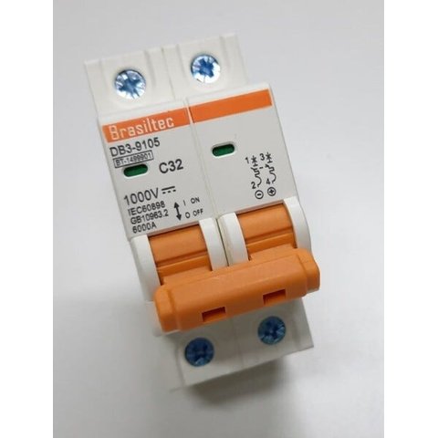 Disjuntor Dc/Cc 32A 1000V Bipolar para Painéis Solar / Baterias