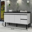 Ver imagem 6 de Gabinete de Cozinha 2 Gaveta 3 Portas 100% MDF Balcão 174cm:Branco