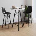Ver imagem 1 de Conjunto Mesa Bistrô Redonda Estrutura em Ferro Preto com Tampo Branco com 2 Banquetas Eames Preta