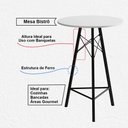 Ver imagem 2 de Conjunto Mesa Bistrô Redonda Estrutura em Ferro Preto com Tampo Branco com 2 Banquetas Eames Preta