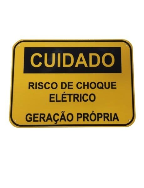 Placa Cuidado - RISCO DE CHOQUE ELÉTRICO  GERAÇÃO PRÓPRIA - Padrão Celesc, Enel - Tam 25x18 - 2