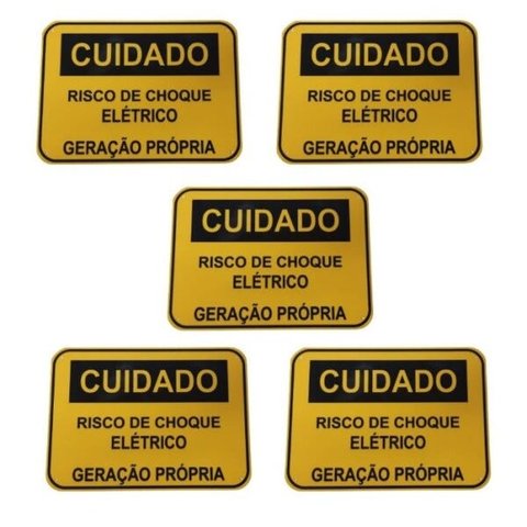 Placa Cuidado - RISCO DE CHOQUE ELÉTRICO  GERAÇÃO PRÓPRIA - Padrão Celesc, Enel - Tam 25x18