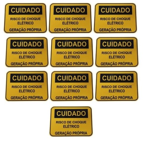 Placa Cuidado - RISCO DE CHOQUE ELÉTRICO GERAÇÃO PRÓPRIA - Padrão Celesc, Enel - Tam 25x18 CA