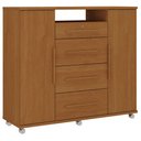 Ver imagem 4 de Guarda Roupa Casal Versalles 2 Portas e Cômoda Sapateira Versátil 4 Gavetas Cinamomo Fosco -