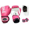 Kit Boxe Muay Thai Fheras Luva Bandagem Bucal 14oz Rosa - 1