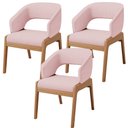 Ver imagem 1 de Kit 03 Cadeiras de Jantar e Estar Living Estofada Lince L02 Linho Rosê - Lyam Decor