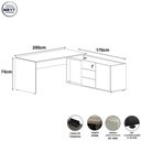 Ver imagem 3 de Mesa Diretor Dinâmica em L 2,00 m X 1,70 m com Tampo e Pés Painel Chanfrados e Armário Pedestal