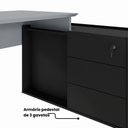 Ver imagem 6 de Mesa Diretor Dinâmica em L 2,00 m X 1,70 m com Tampo e Pés Painel Chanfrados e Armário Pedestal