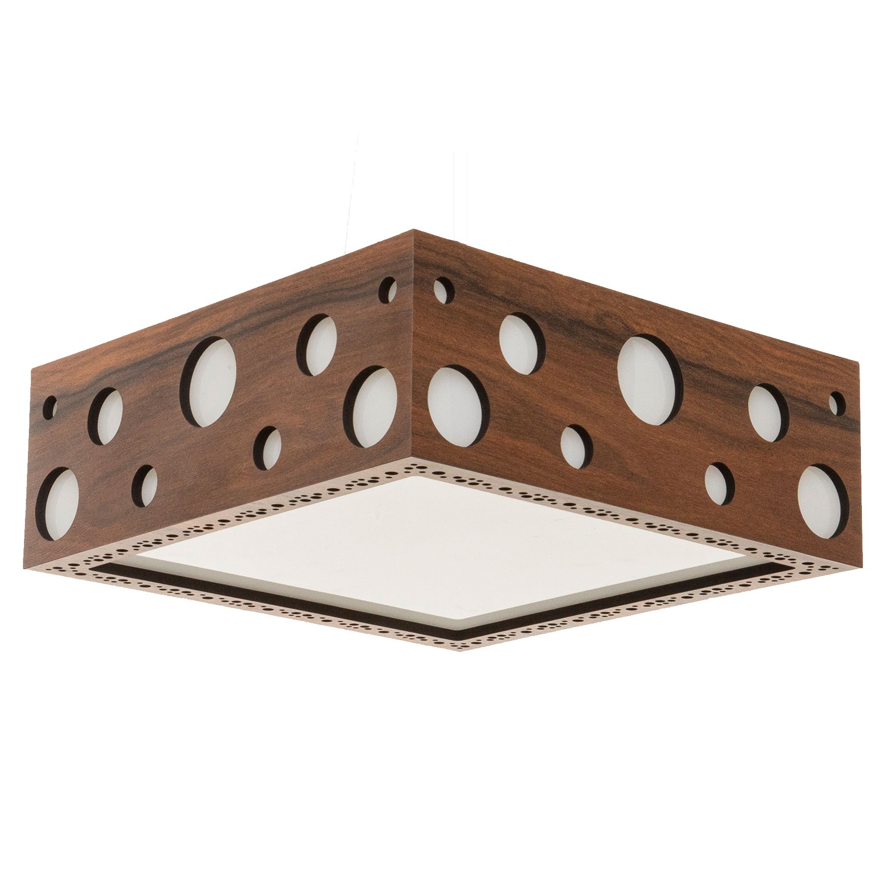 Luminária Decorativa Madeira Plafon Mariscal Quad 20cm:Pau Ferro - 4