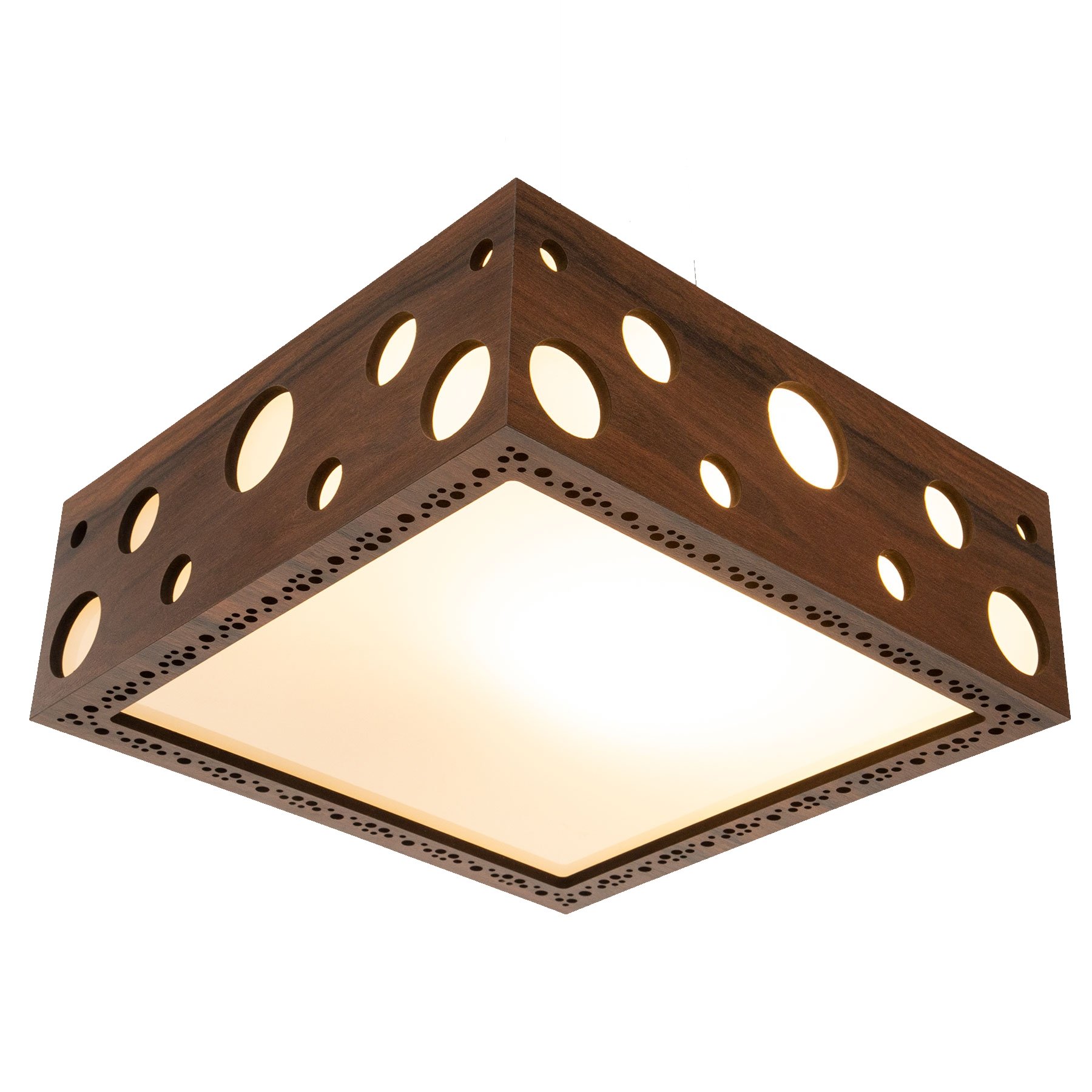 Luminária Decorativa Madeira Plafon Mariscal Quad 20cm:Pau Ferro - 5