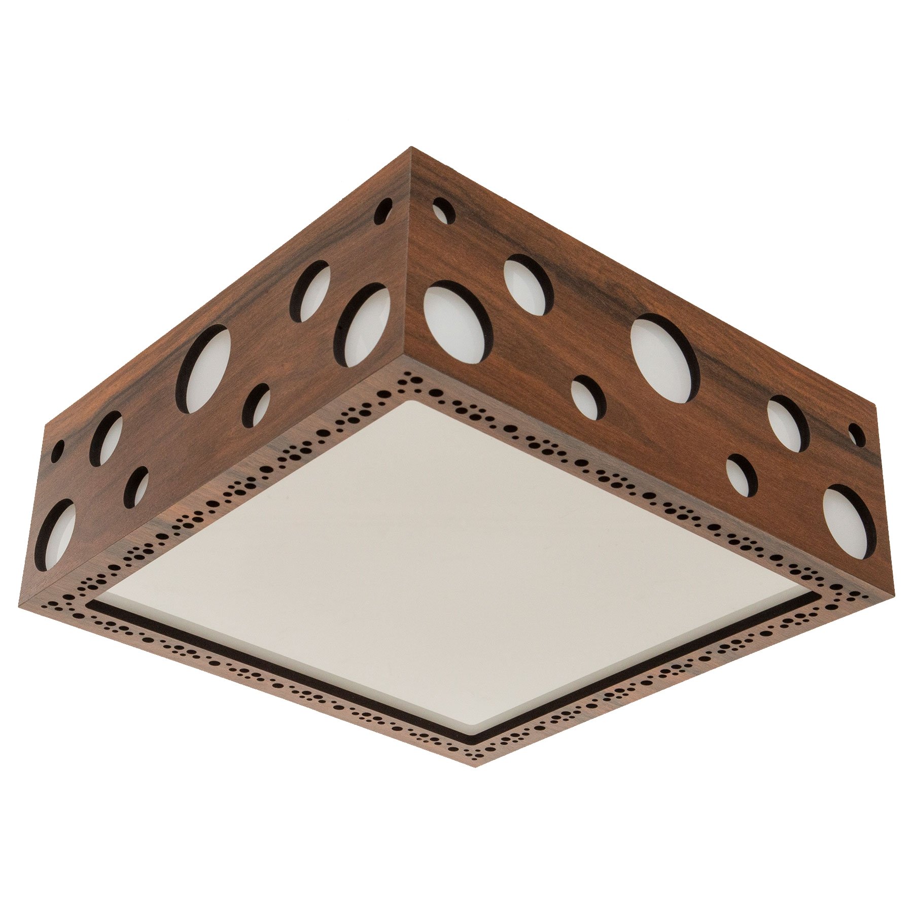 Luminária Decorativa Madeira Plafon Mariscal Quad 20cm:Pau Ferro - 8