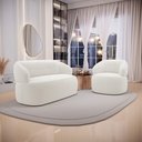 Ver mais imagens de Kit 02 Poltronas Giratória e 01 Sofá Orgânico Glee 03 Lugares 170cm Bouclê Off White - Desk