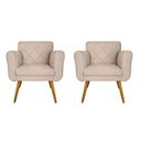 Ver imagem 1 de Kit 2 Poltronas Decorativas Isa Em Tressê Suede Bege - Ds Estofados
