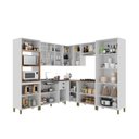 Ver imagem 5 de Cozinha Americana Modulada de Canto Reto Torre Quente Cristaleira com Vidro Reflecta Balcão 120cm para Pia Sem Tampo Completa 8 Peças  Paris