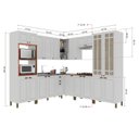 Ver imagem 4 de Cozinha Americana Modulada de Canto Reto Torre Quente Cristaleira com Vidro Reflecta Balcão 120cm para Pia Sem Tampo Completa 8 Peças  Paris