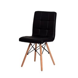Kit 6 Cadeiras para Sala de Jantar Gomos com Base de Madeira Preto - 2