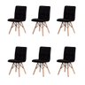 Kit 6 Cadeiras para Sala de Jantar Gomos com Base de Madeira Preto - 1