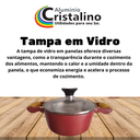 Ver imagem 6 de Jogo Panelas Fundida Craqueada 5pçs Tampa Vidro Alça Madeira