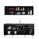 Ver imagem 2 de Cozinha Compacta Ágatha 180cm 8 Portas 2 Gavetas Preto Maderatto Móveis