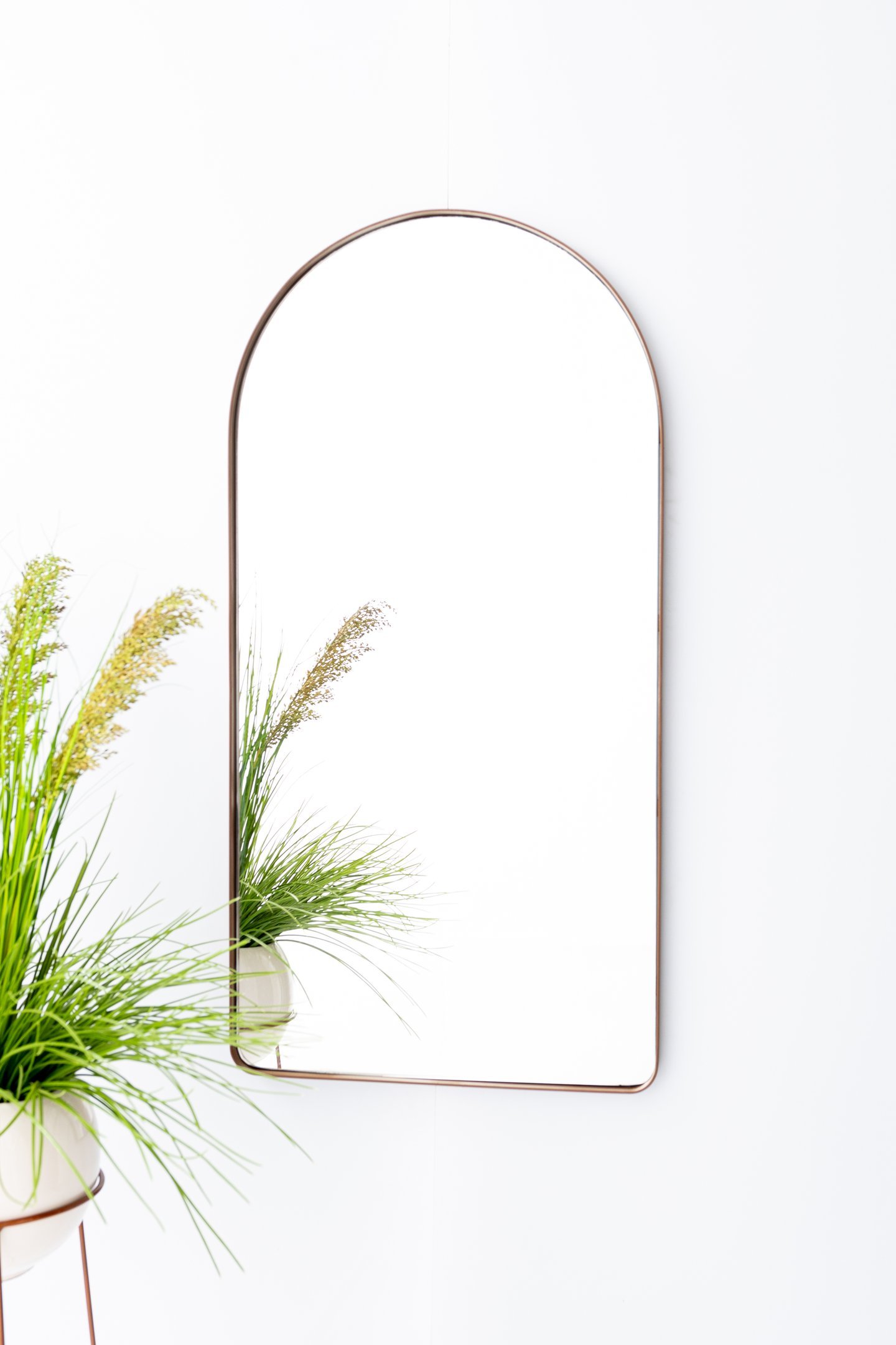 Espelho Decorativo Oval Janela Base Reta com Moldura Metal Marrom 100 X 50 Cm - 5