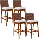 Ver imagem 1 de Kit 4 Banquetas Altas Cozinha Sala Jantar Fixa Mila B04 Couríssimo Marrom Corano Branco - Lyam