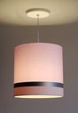 Ver imagem 2 de Lustre Pendente Rosa Faixas Bronze Cúpula 25x25 Tom Luz