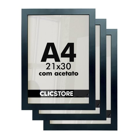 Kit 3 Molduras A4 Foto 21x30 Diplomas Certificados Qualidade Premium Acetato Quadros Decoração Arte 