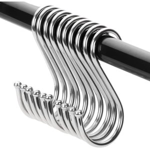 Kit 20 Ganchos Aço Inox Cozinha Barra Tubo Utensílios Tipo S