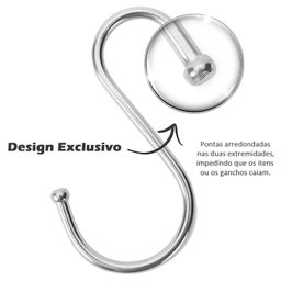 Kit 20 Ganchos Aço Inox Cozinha Barra Tubo Utensílios Tipo S - 3