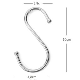 Kit 20 Ganchos Aço Inox Cozinha Barra Tubo Utensílios Tipo S - 5